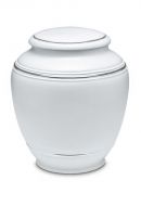 Urne funéraire en porcelaine 'Classica' | Blanc mat avec double bordure platine