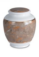 Urne funéraire en porcelaine 'Classica' | Motif marbre brun avec bordures dorées
