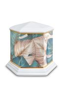 Urne funéraire en porcelaine « Esagono » | Feuilles colorées