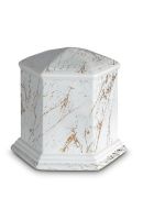 Mini-urne en porcelaine « Esagono » | Marbre de Carrare avec veines dorées