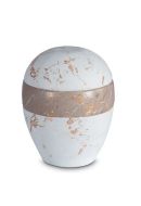 Mini urne pour cendres en porcelaine « Planet » - Motif marbre blanc et brun