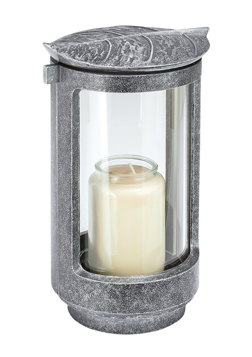 Lanterne funéraire - En acier inoxydable - Avec vitre en verre à